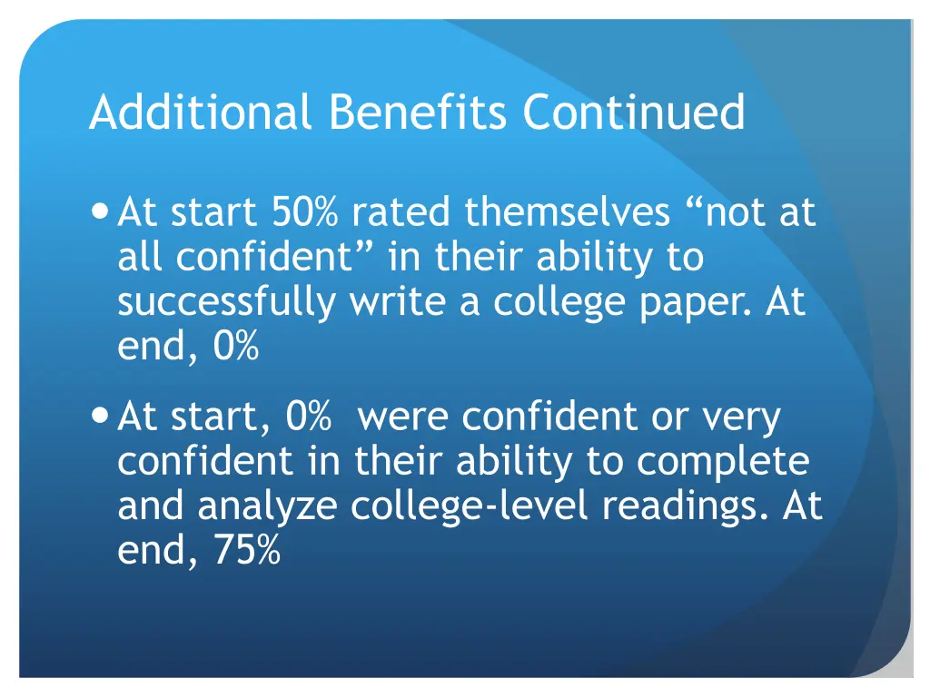 additional benefits continued