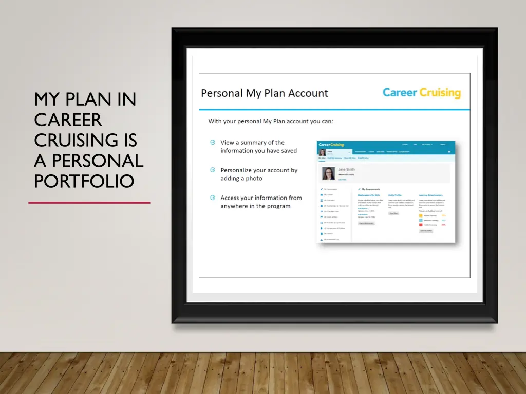 my plan in career cruising is a personal portfolio