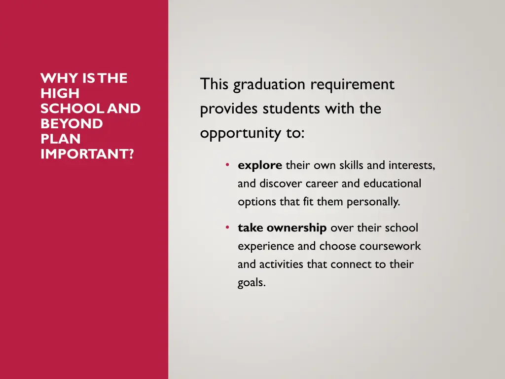 why is the high school and beyond plan important