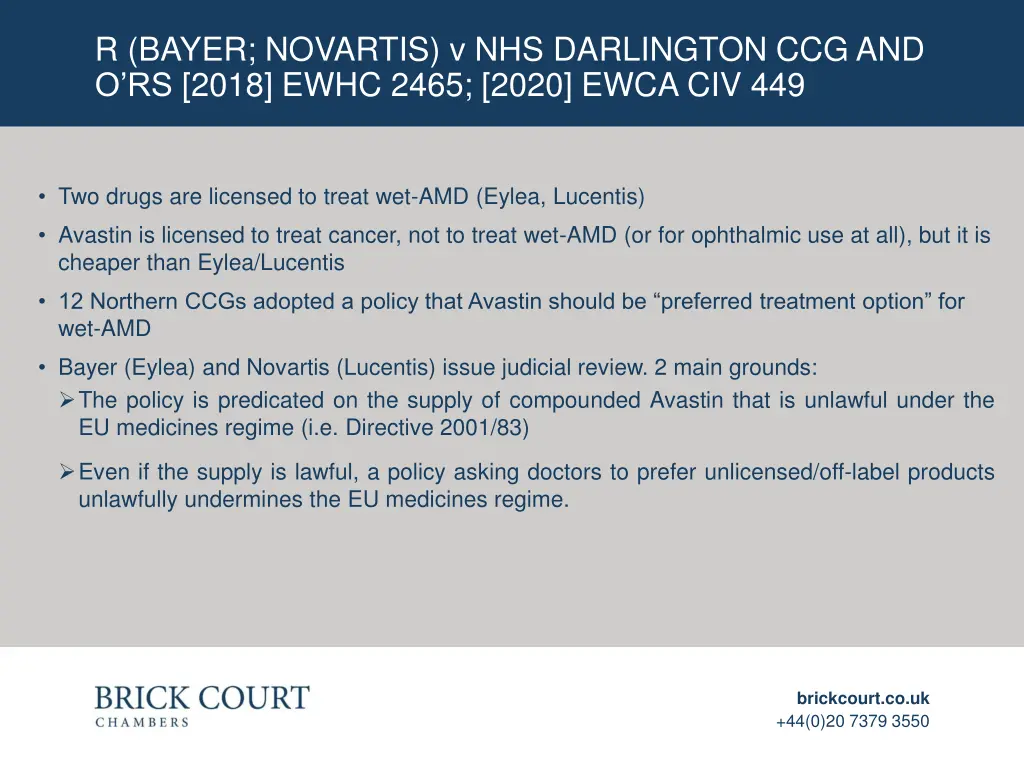 r bayer novartis v nhs darlington