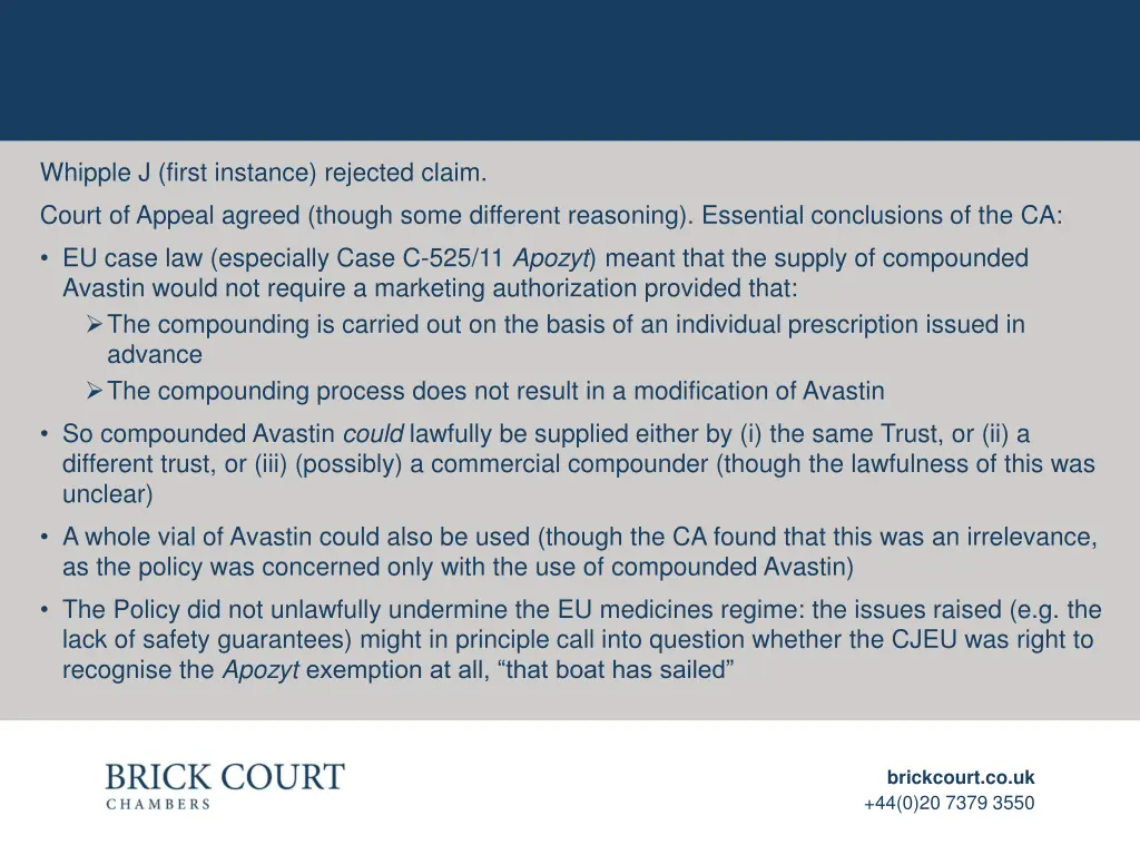 whipple j first instance rejected claim