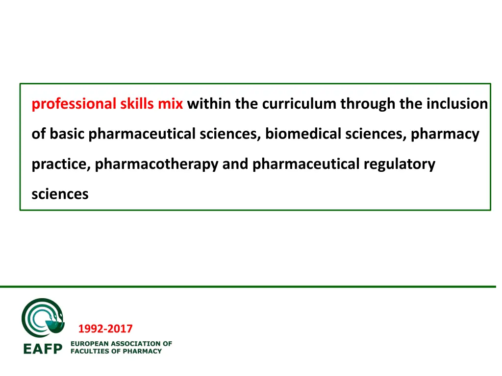 professional skills mix within the curriculum