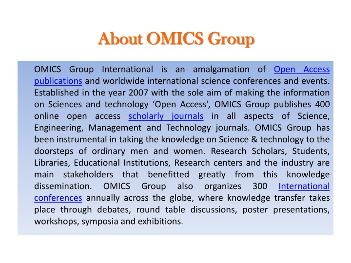 about omics group about omics group