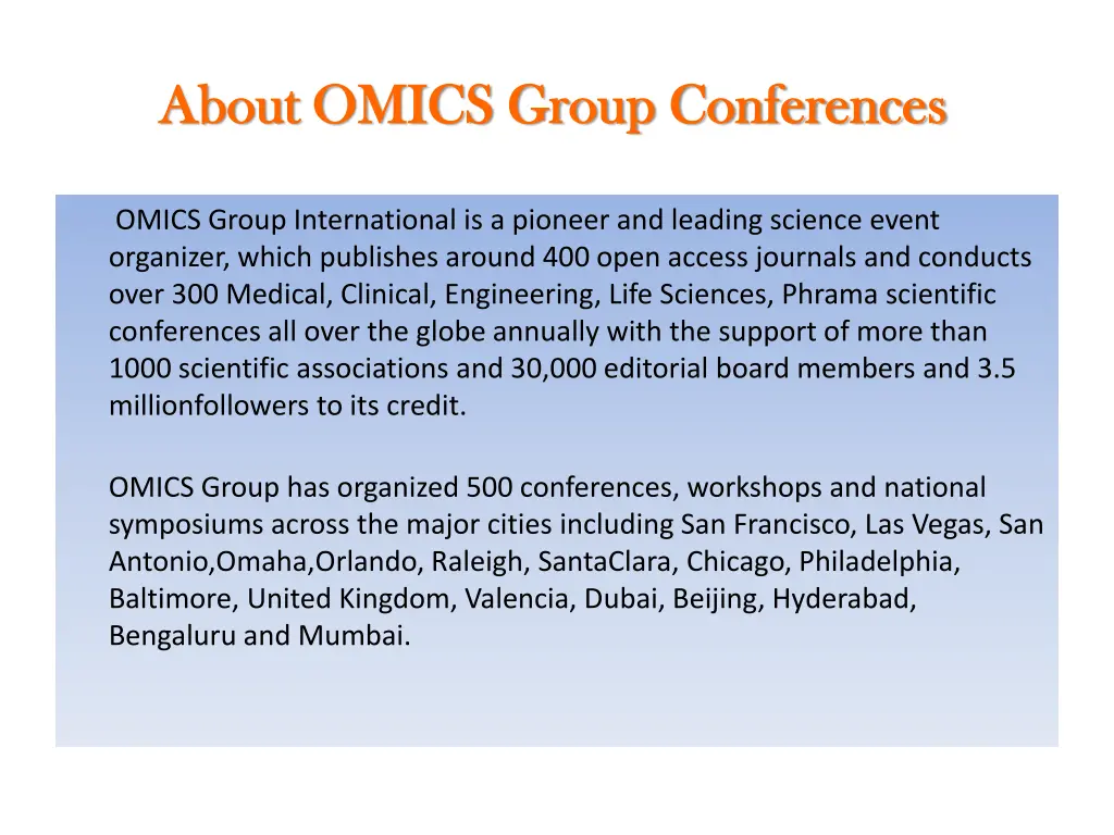 about omics group conferences about omics group