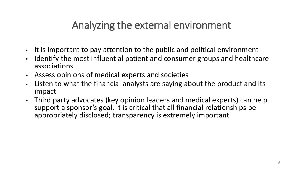 analyzing the external environment analyzing