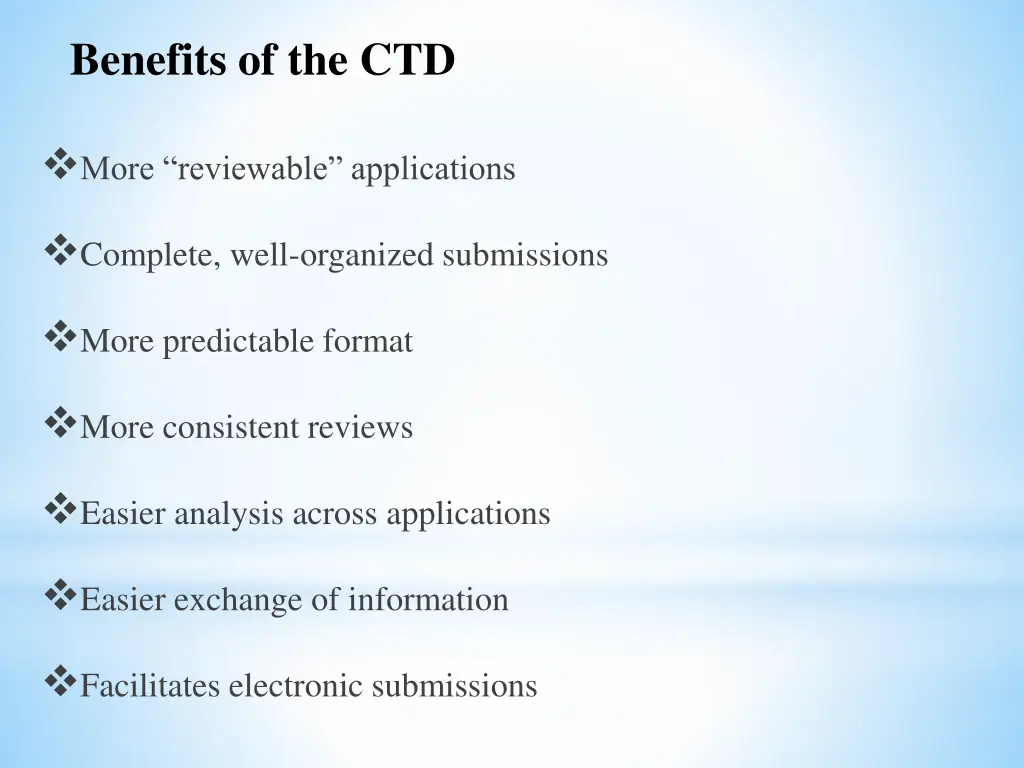 benefits of the ctd