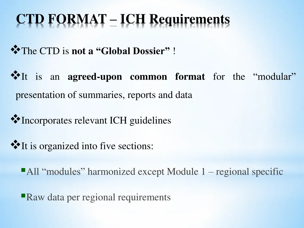 ctd format ich requirements