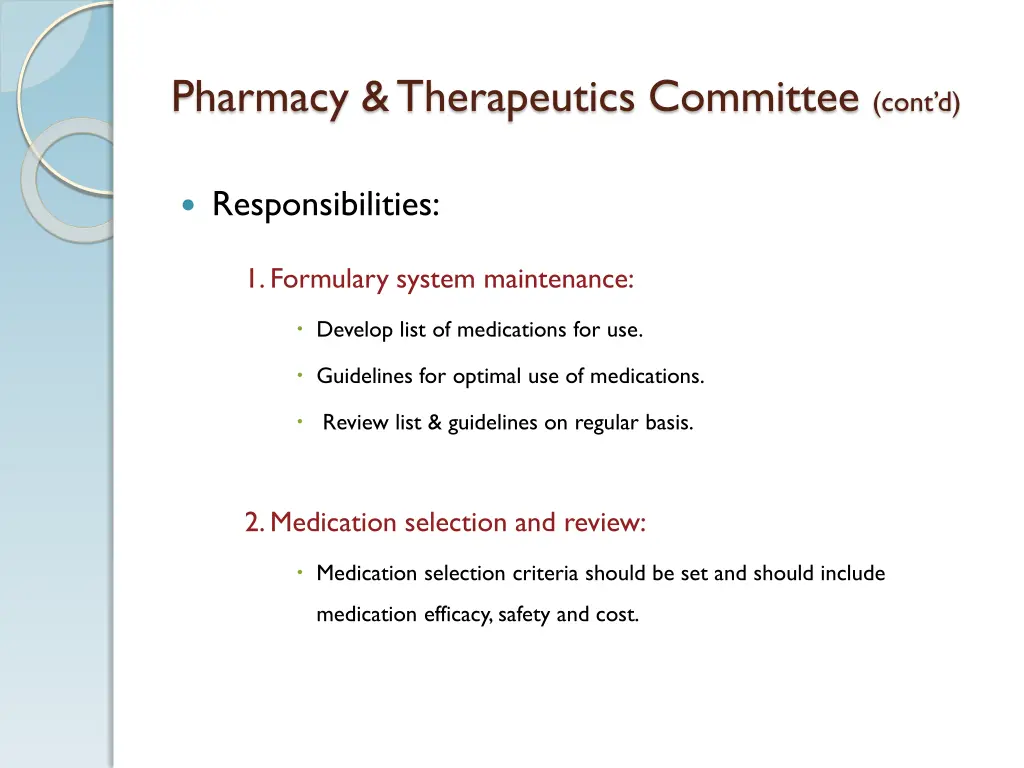 pharmacy therapeutics committee cont d 2