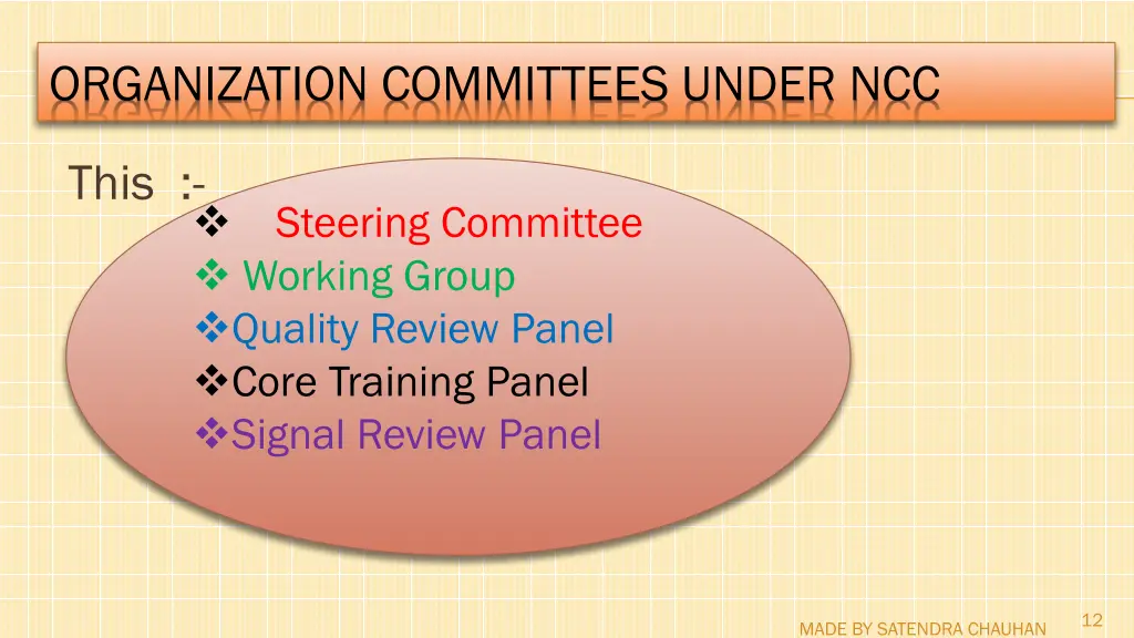 organization committees under ncc