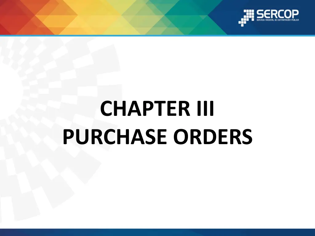 chapter iii purchase orders