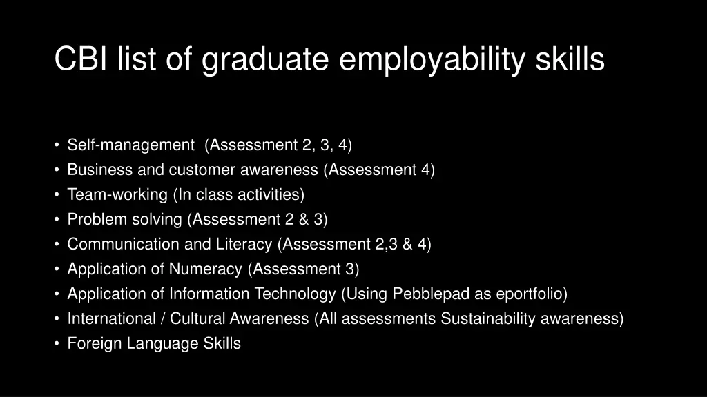 cbi list of graduate employability skills