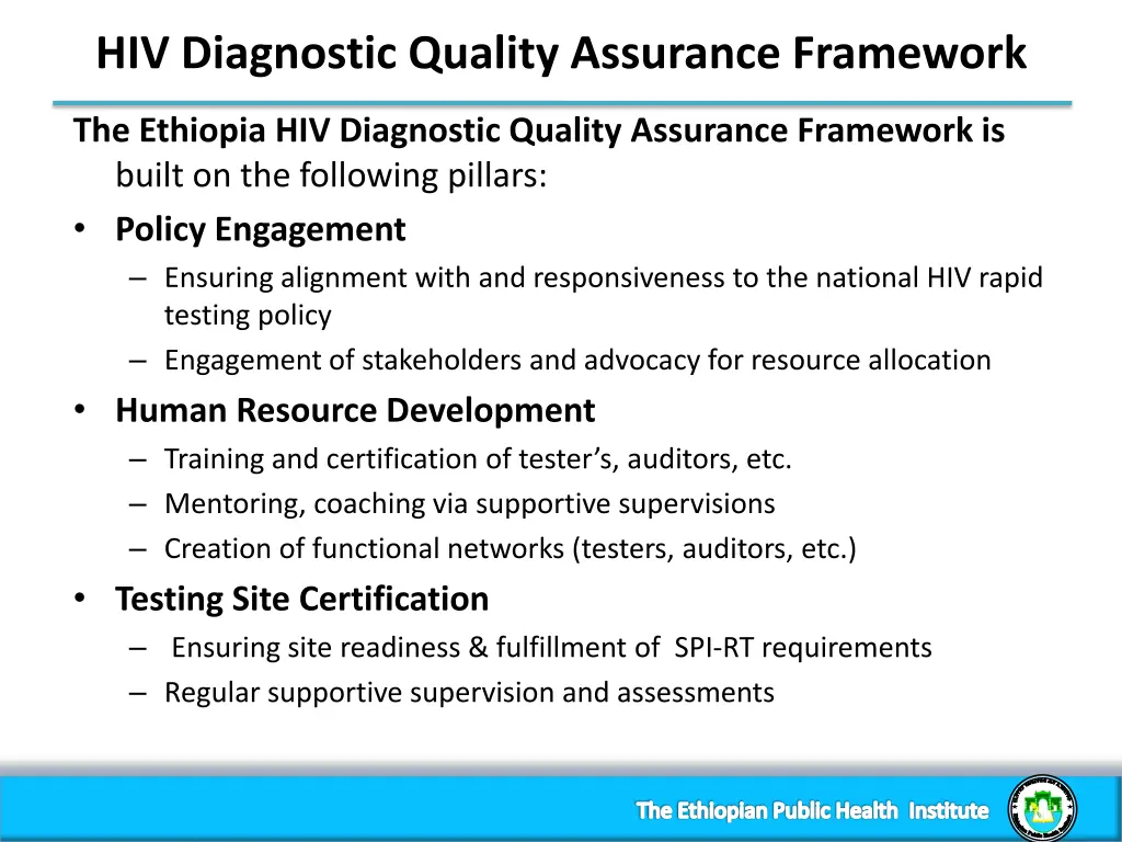 hiv diagnostic quality assurance framework