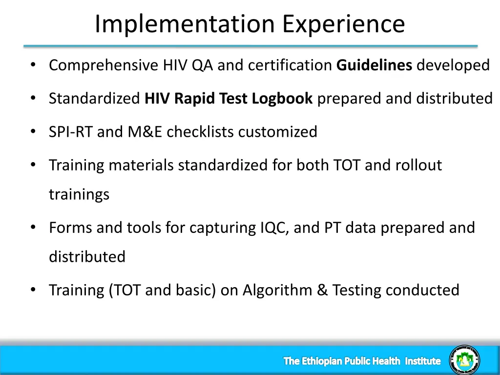 implementation experience