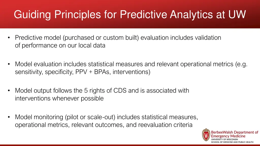 guiding principles for predictive analytics at uw