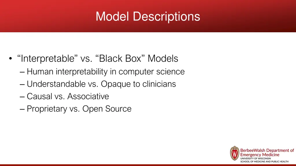 model descriptions