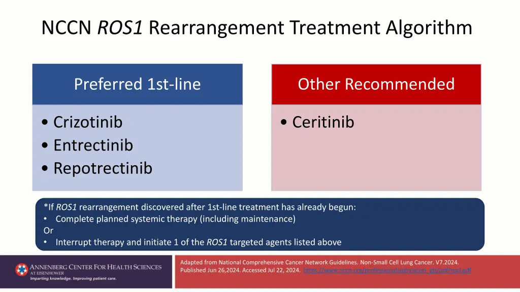 nccn ros1 rearrangement treatment algorithm