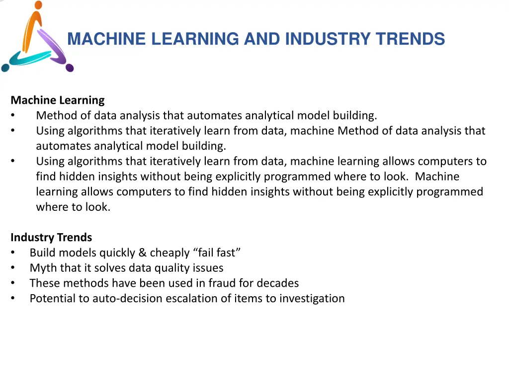 machine learning and industry trends