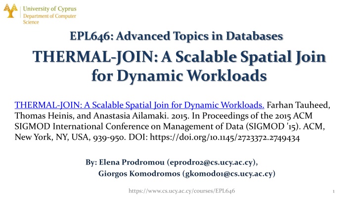 epl646 advanced topics in databases thermal join