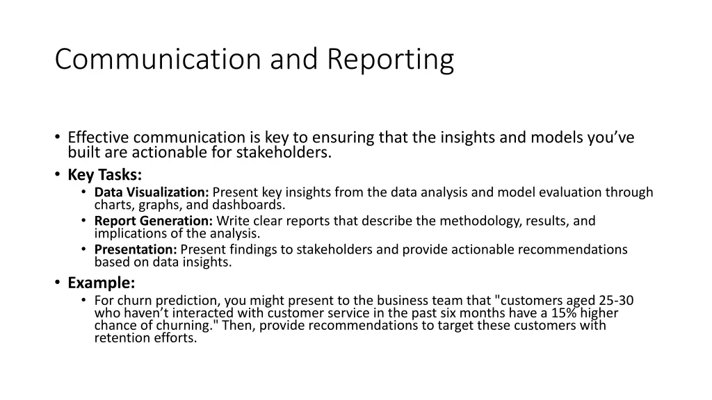 communication and reporting