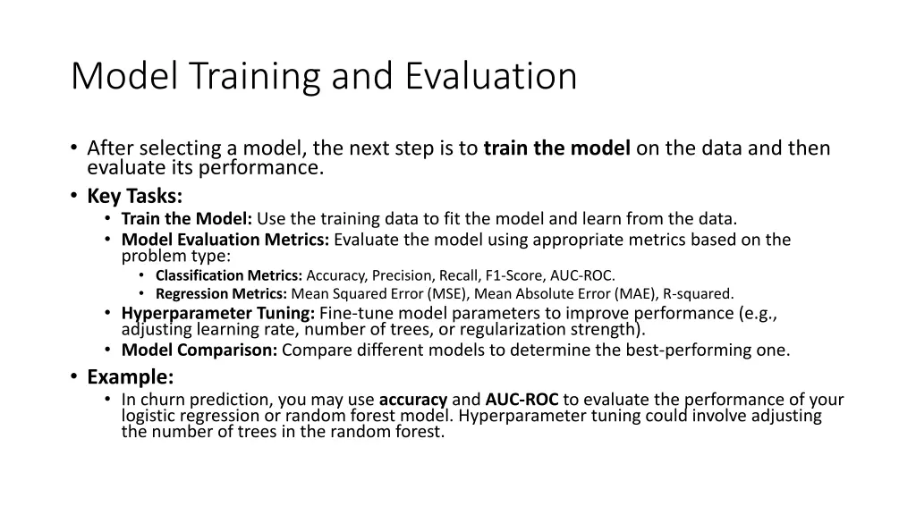 model training and evaluation