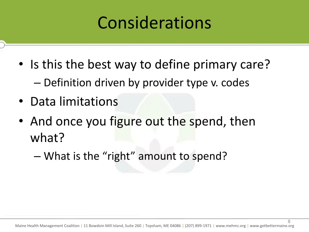 considerations