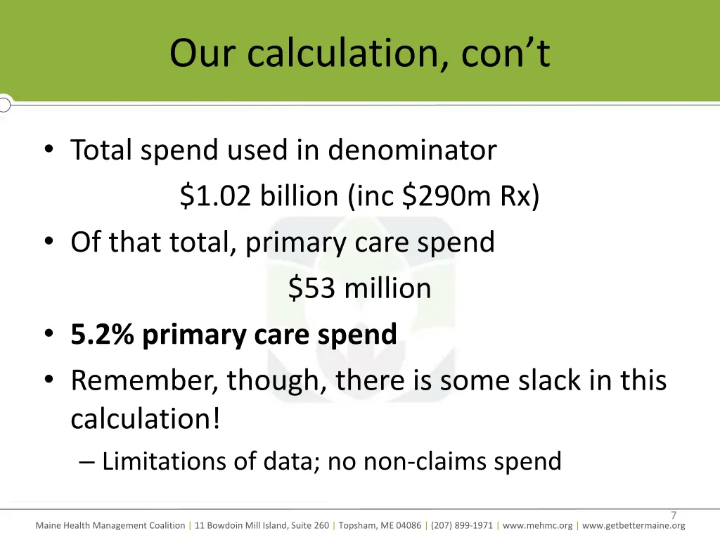 our calculation con t 1