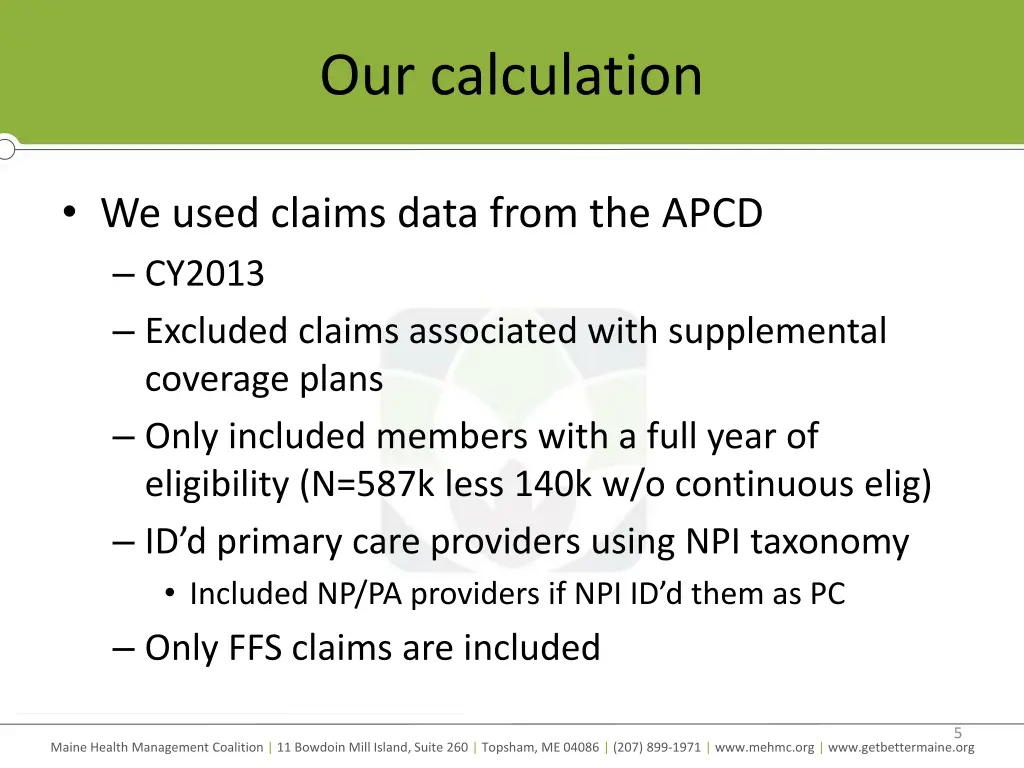 our calculation
