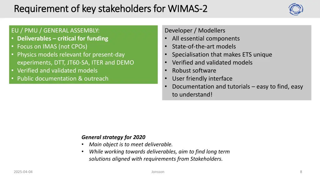 requirement of key stakeholders for wimas