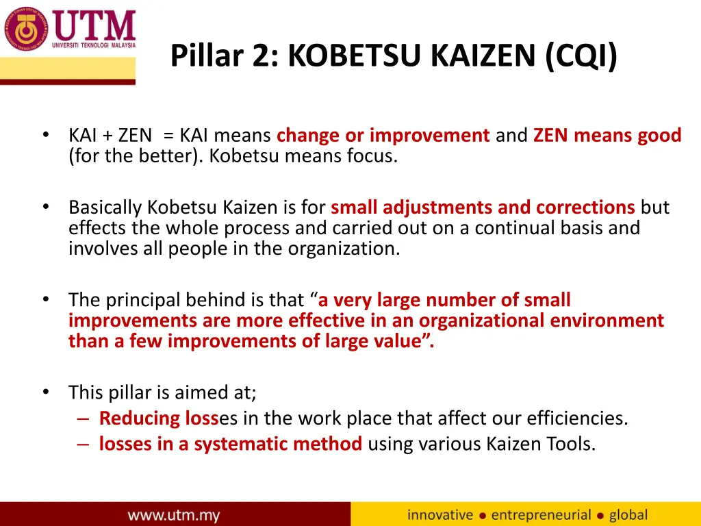 pillar 2 kobetsu kaizen cqi