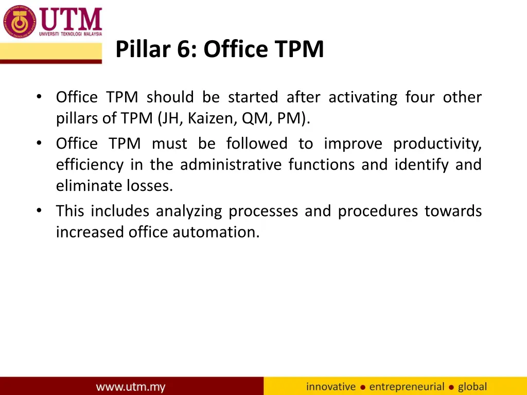 pillar 6 office tpm