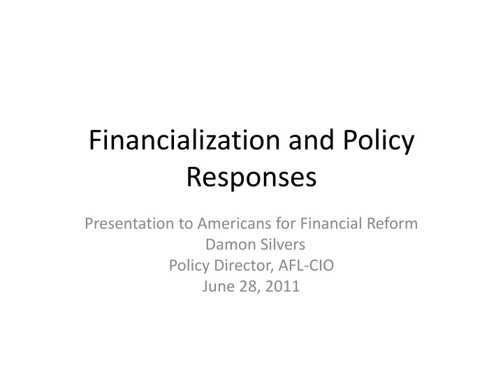 financialization and policy responses