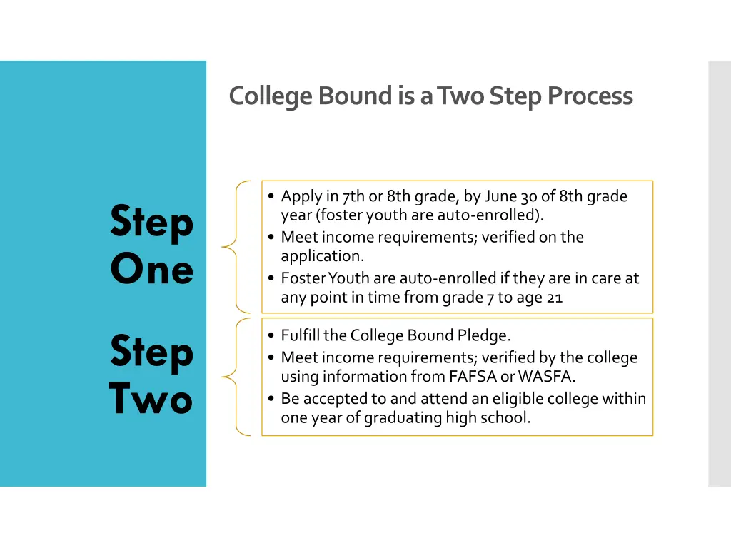 college bound is a two step process