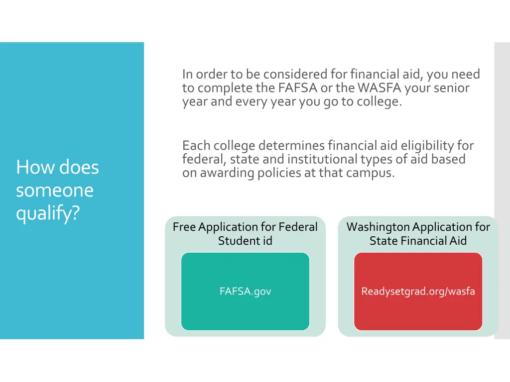 in order to be considered for financial