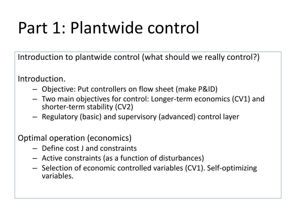 part 1 plantwide control