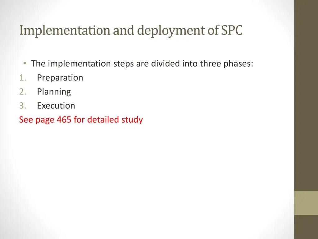 implementation and deployment of spc