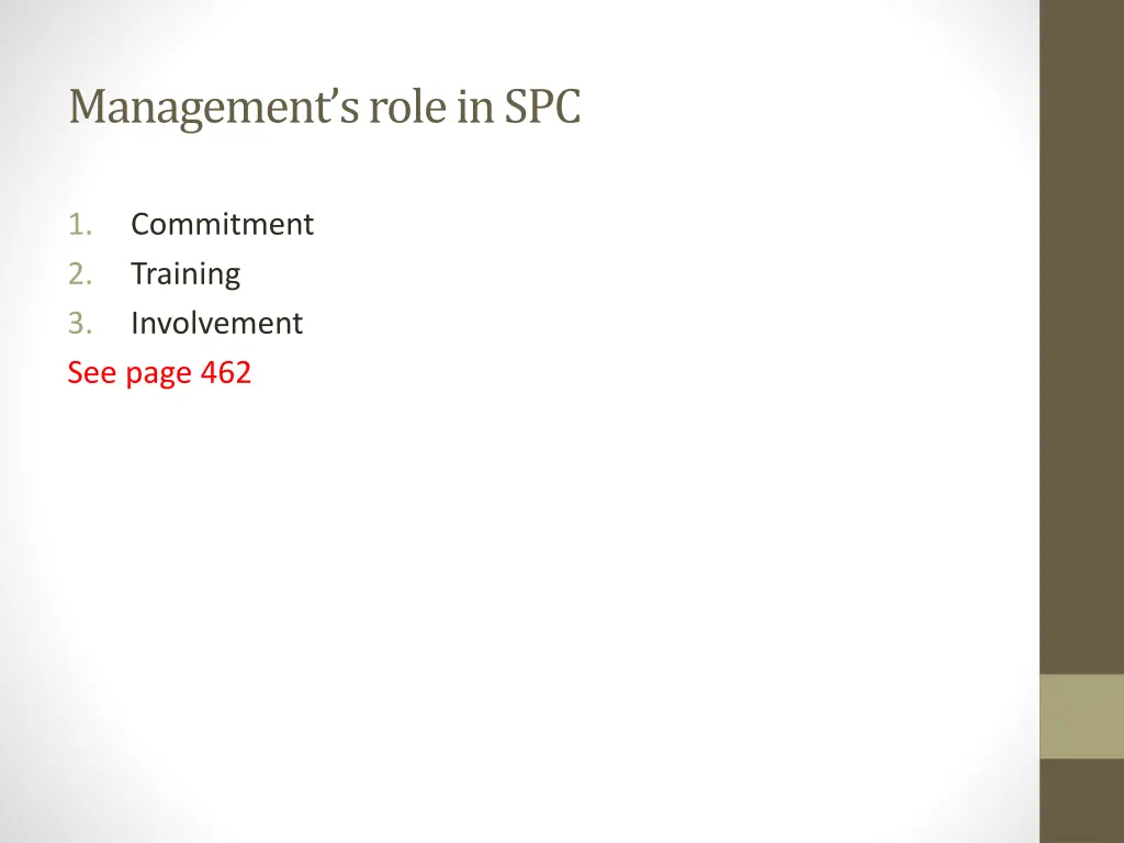 management s role in spc