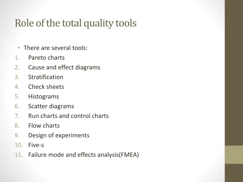 role of the total quality tools