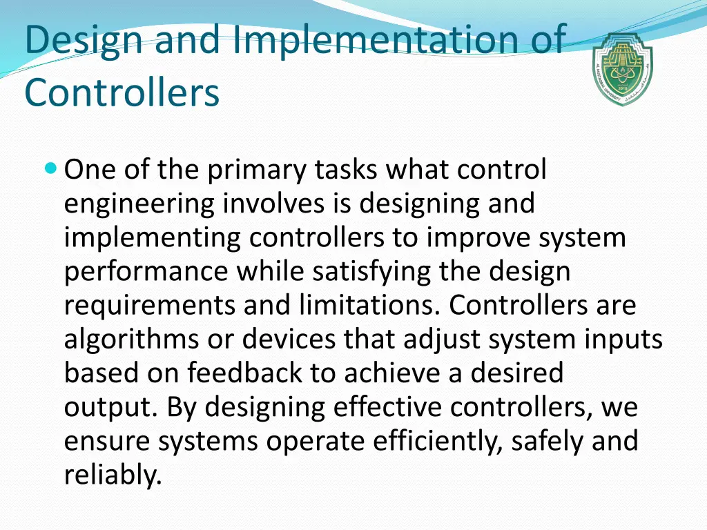 design and implementation of controllers