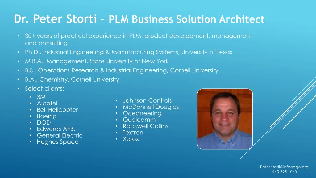 dr peter storti plm business solution architect
