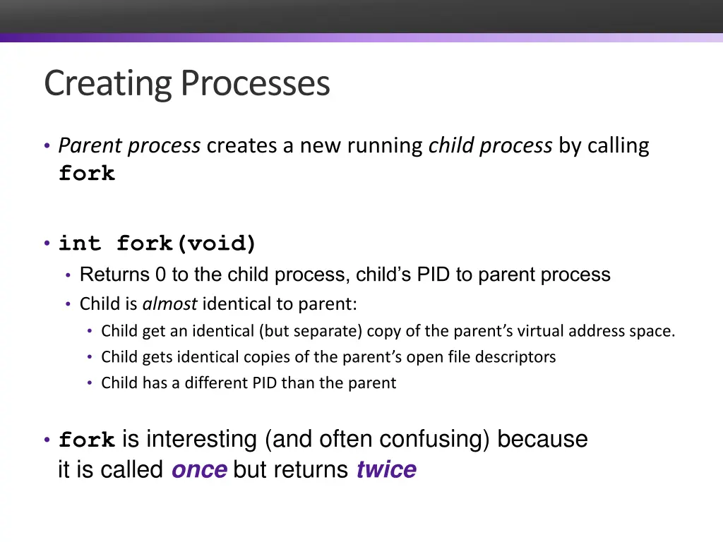 creating processes