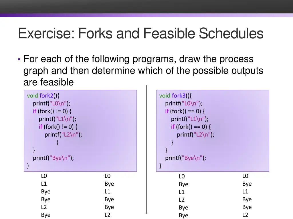 exercise forks and feasible schedules
