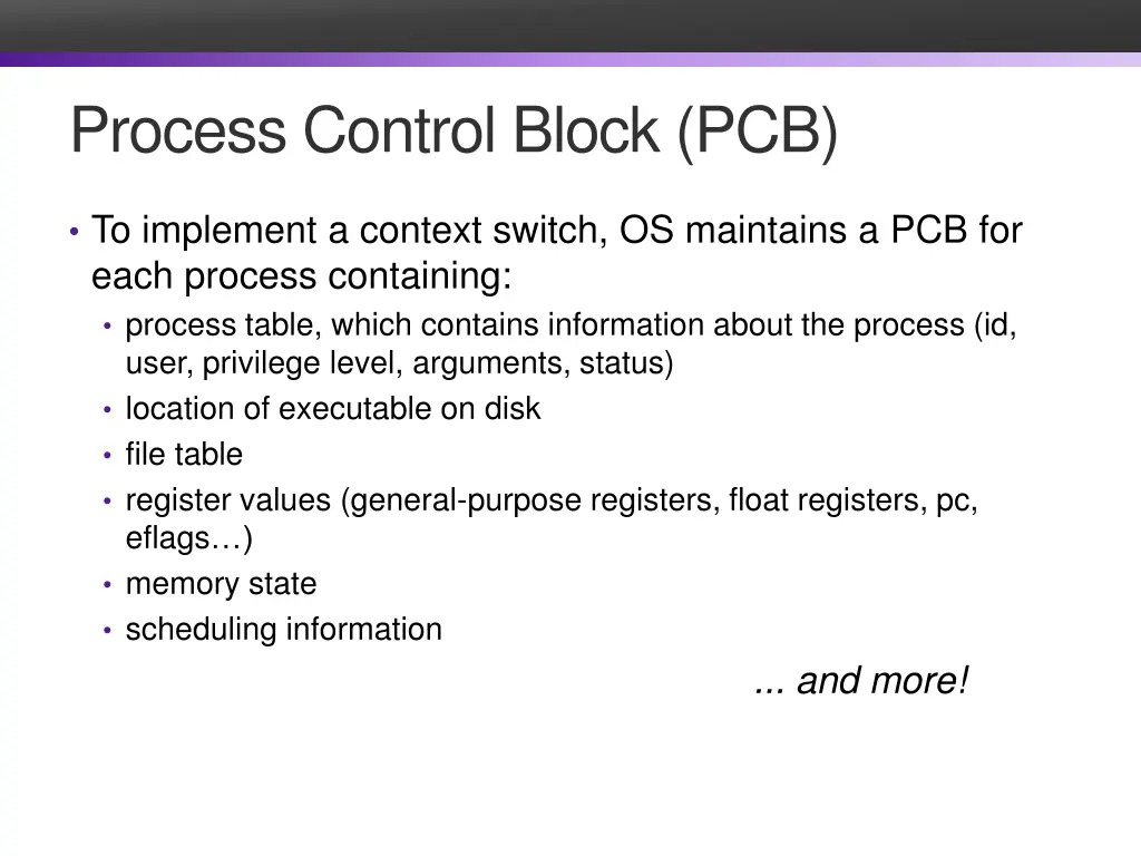 process control block pcb