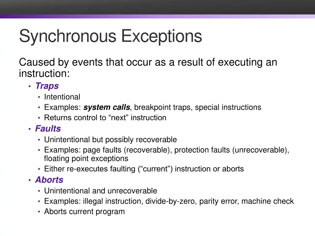 synchronous exceptions