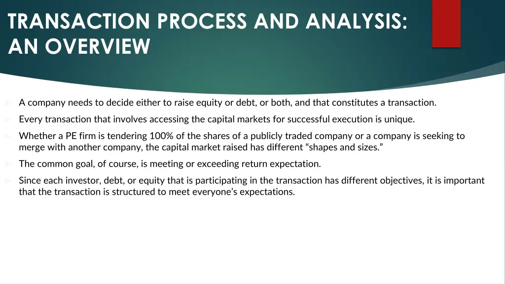 transaction process and analysis an overview