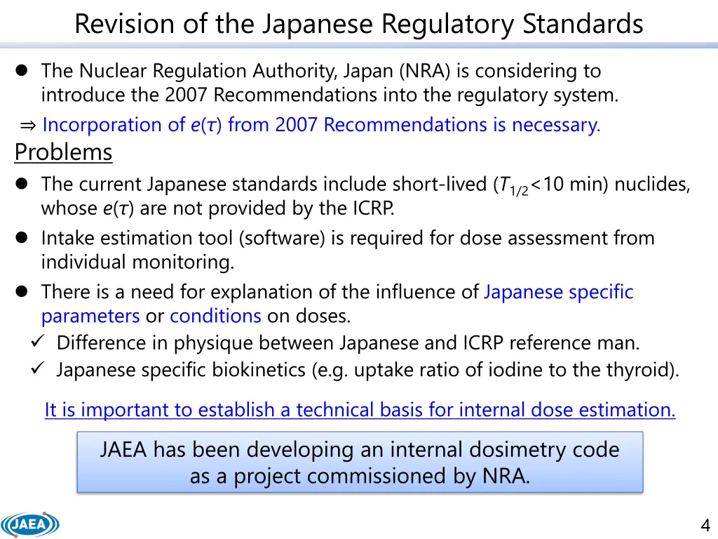 revision of the japanese regulatory standards
