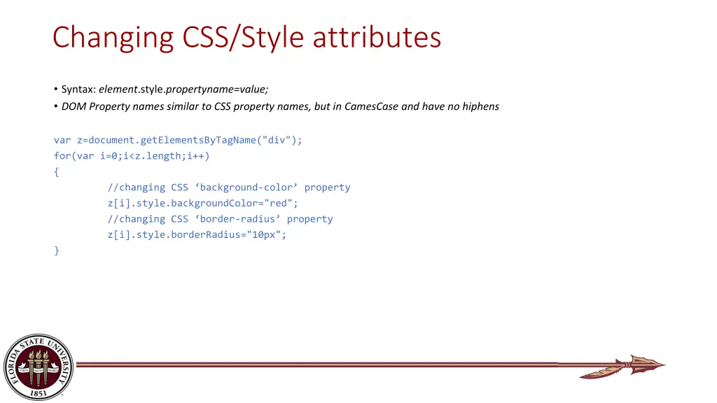 changing css style attributes