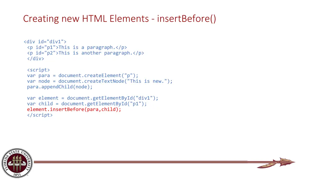 creating new html elements insertbefore
