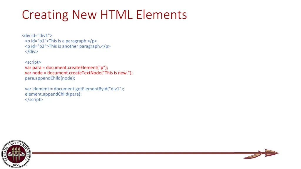 creating new html elements