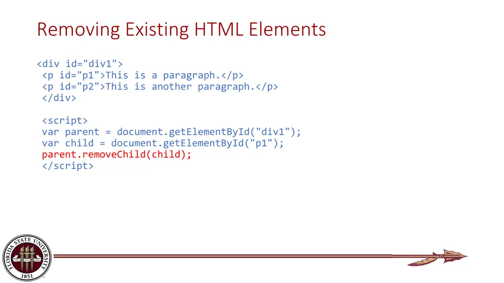 removing existing html elements