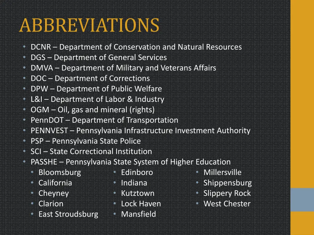 abbreviations